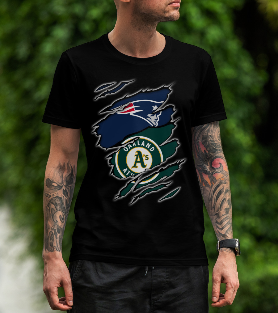 New England Patriots Oakland Athletics Logo Fusion T-Shirt