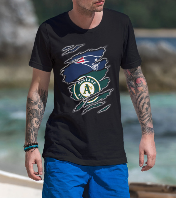 New England Patriots Oakland Athletics Logo Fusion T-Shirt