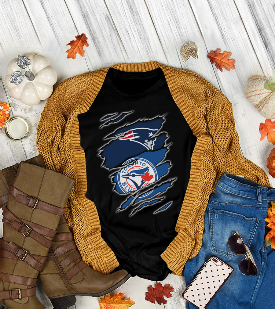 Patriots and Blue Jays Toronto Logo Fusion T-Shirt