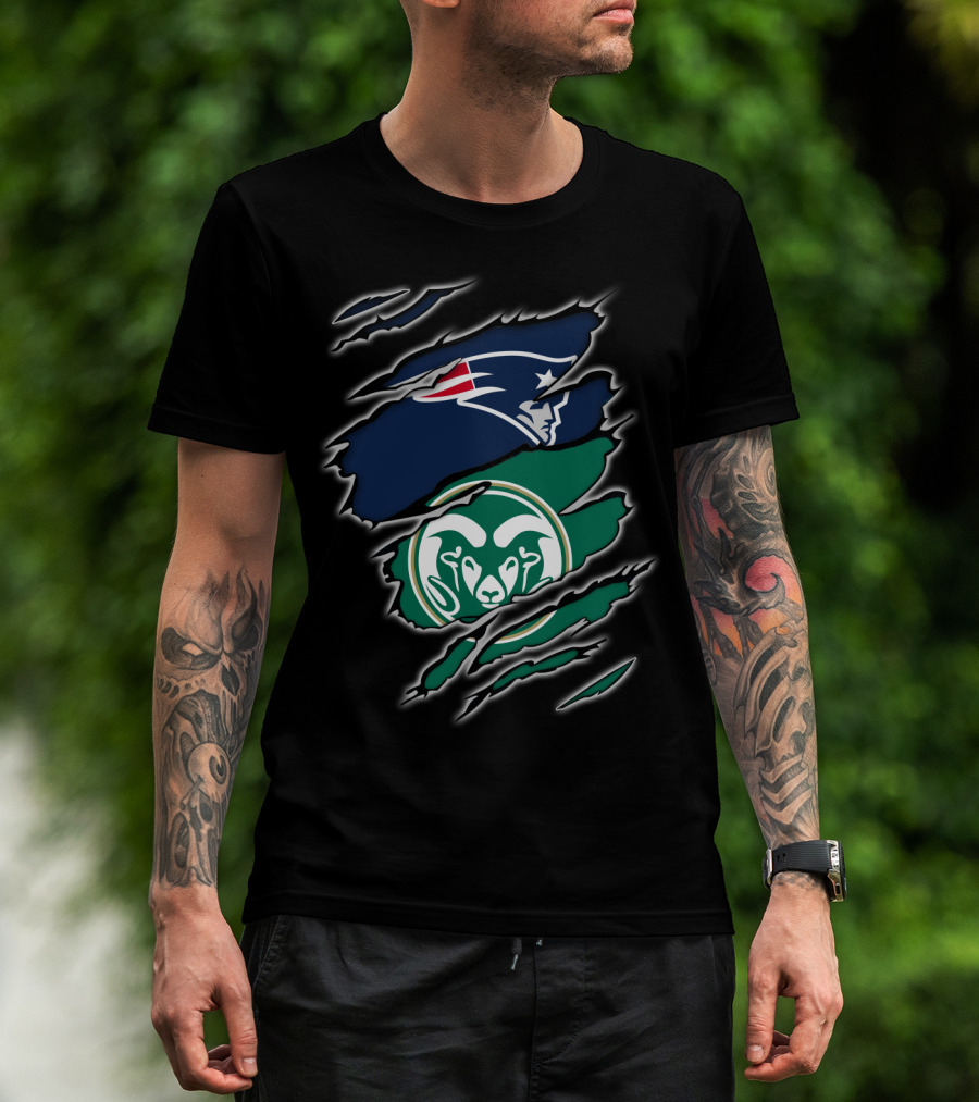 New England Patriots Colorado State Rams Claw T-Shirt
