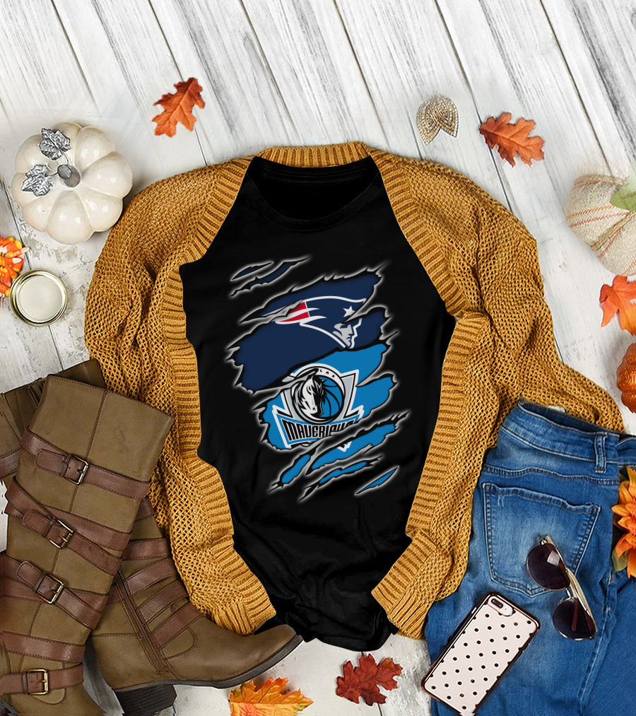 Patriots and Mavericks NFL NBA Football Basketball Team T-Shirt