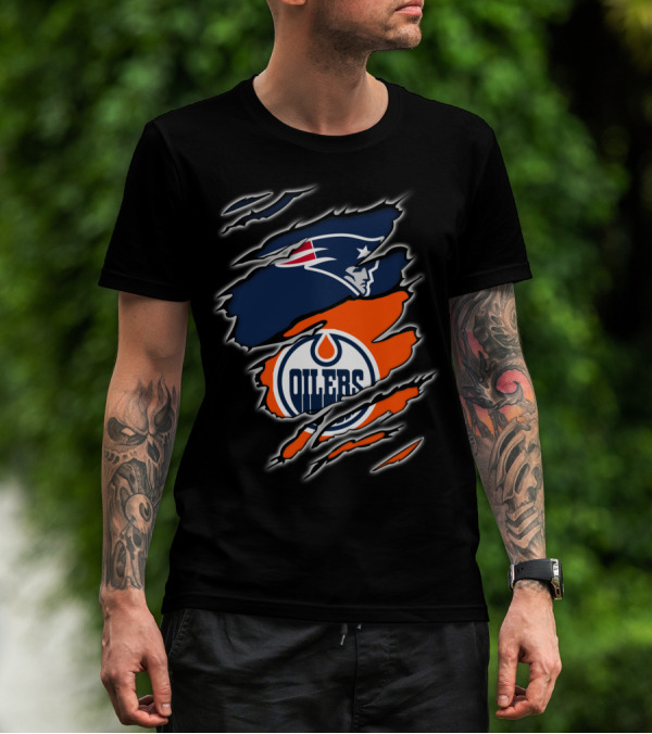 Patriots And Oilers Logo Mashup T-Shirt