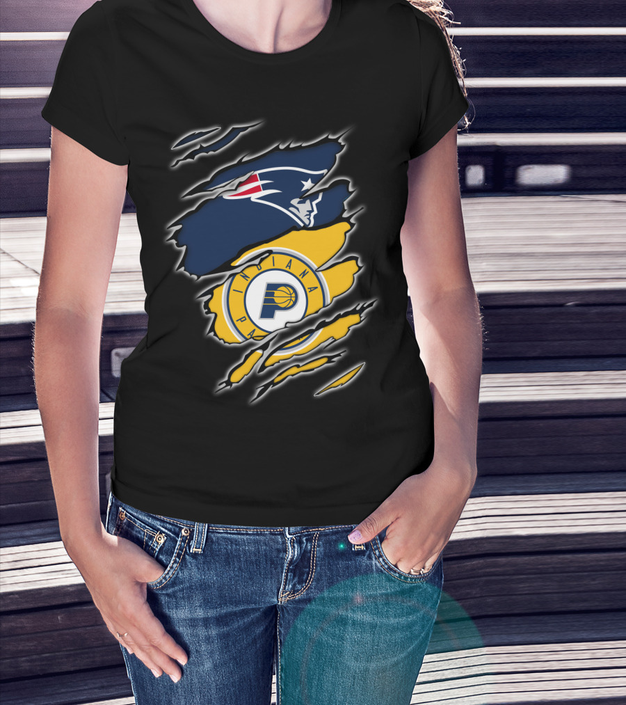 New England Patriots And Indiana Pacers Logos Combined T-Shirt