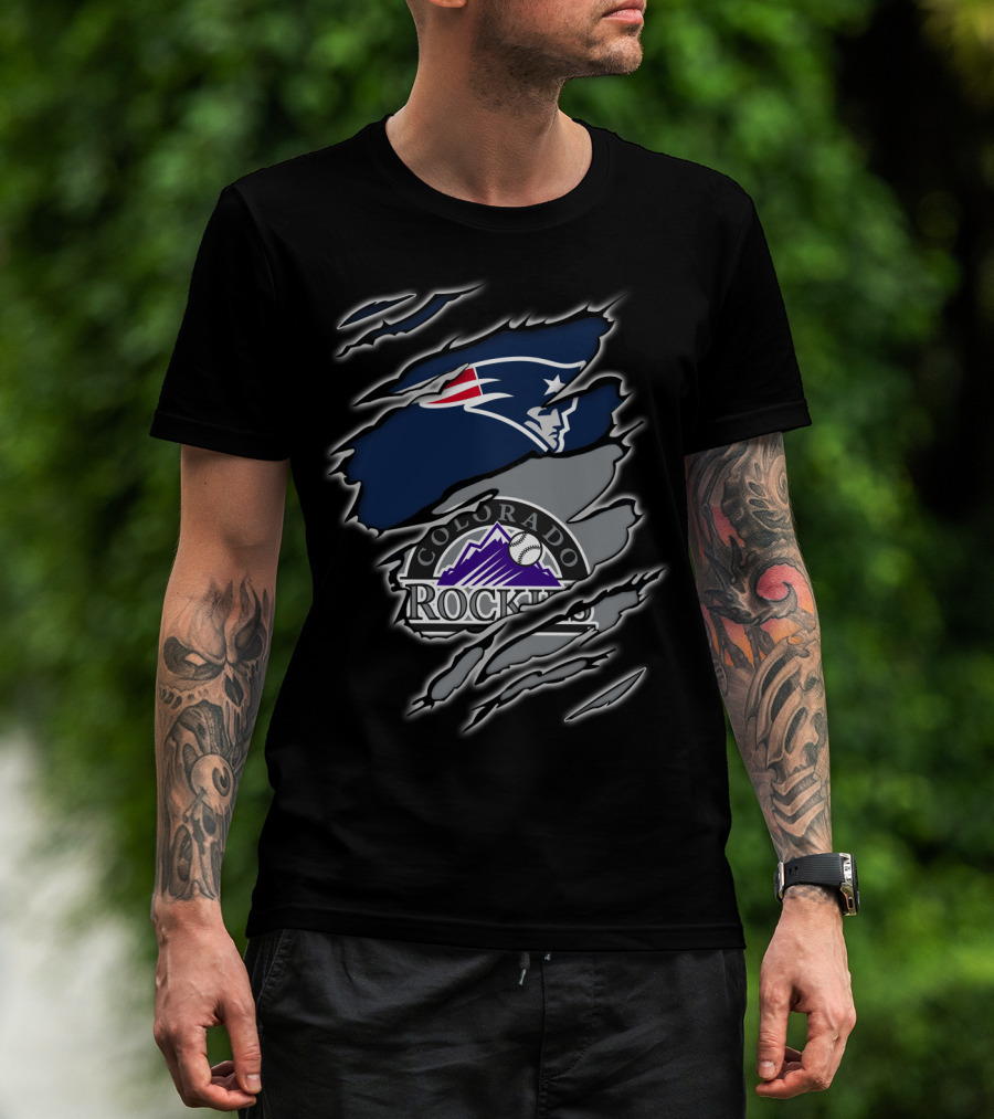 Patriots And Colorado Rockies Logo Mashup T-Shirt