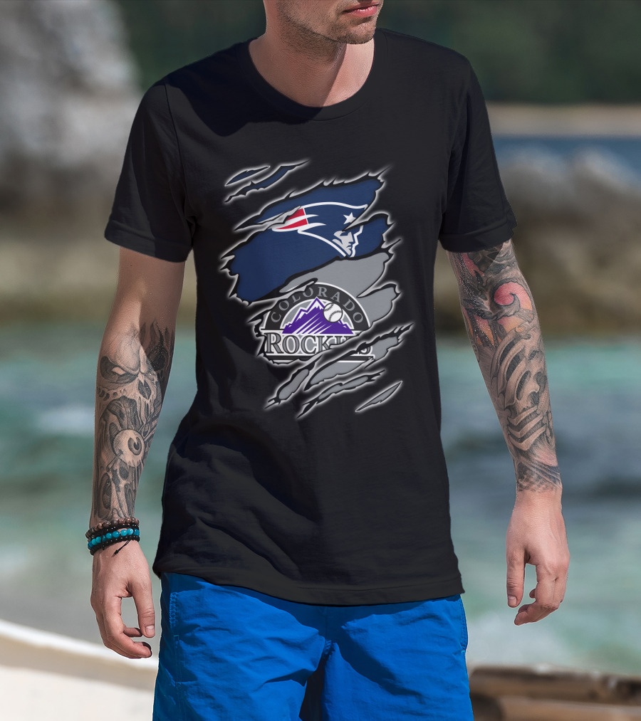 Patriots And Colorado Rockies Logo Mashup T-Shirt