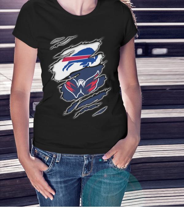 Buffalo Bills Washington Capitals Fan Ripped T-Shirt