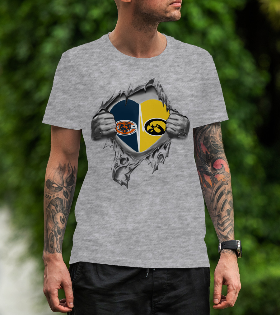 Hawkeyes Bears Heart Ripped Open T-Shirt
