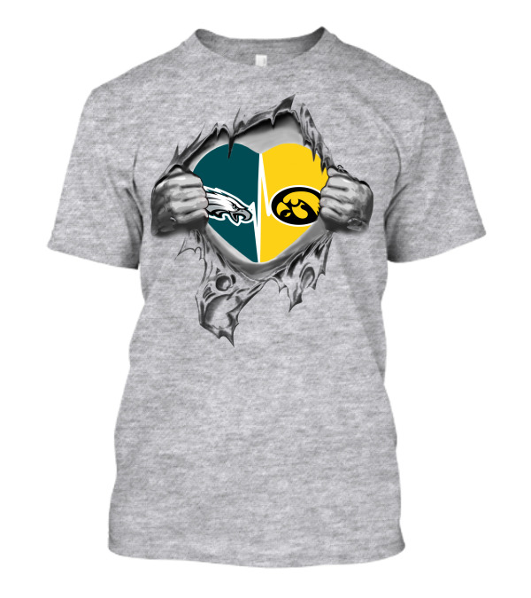 Hawkeyes Eagles Heart Logo Silver Hands T-Shirt