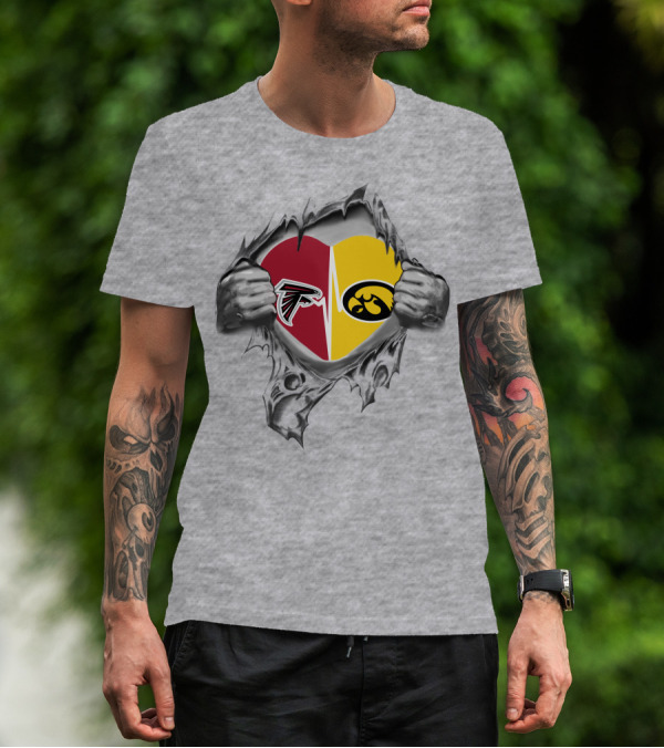 Hawkeyes Falcons Heart Rip T-Shirt