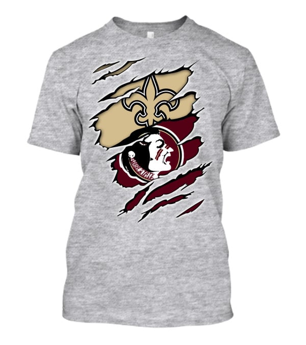 Saints Seminoles Logo Fusion With New Orleans And Florida State Elements T-Shirt
