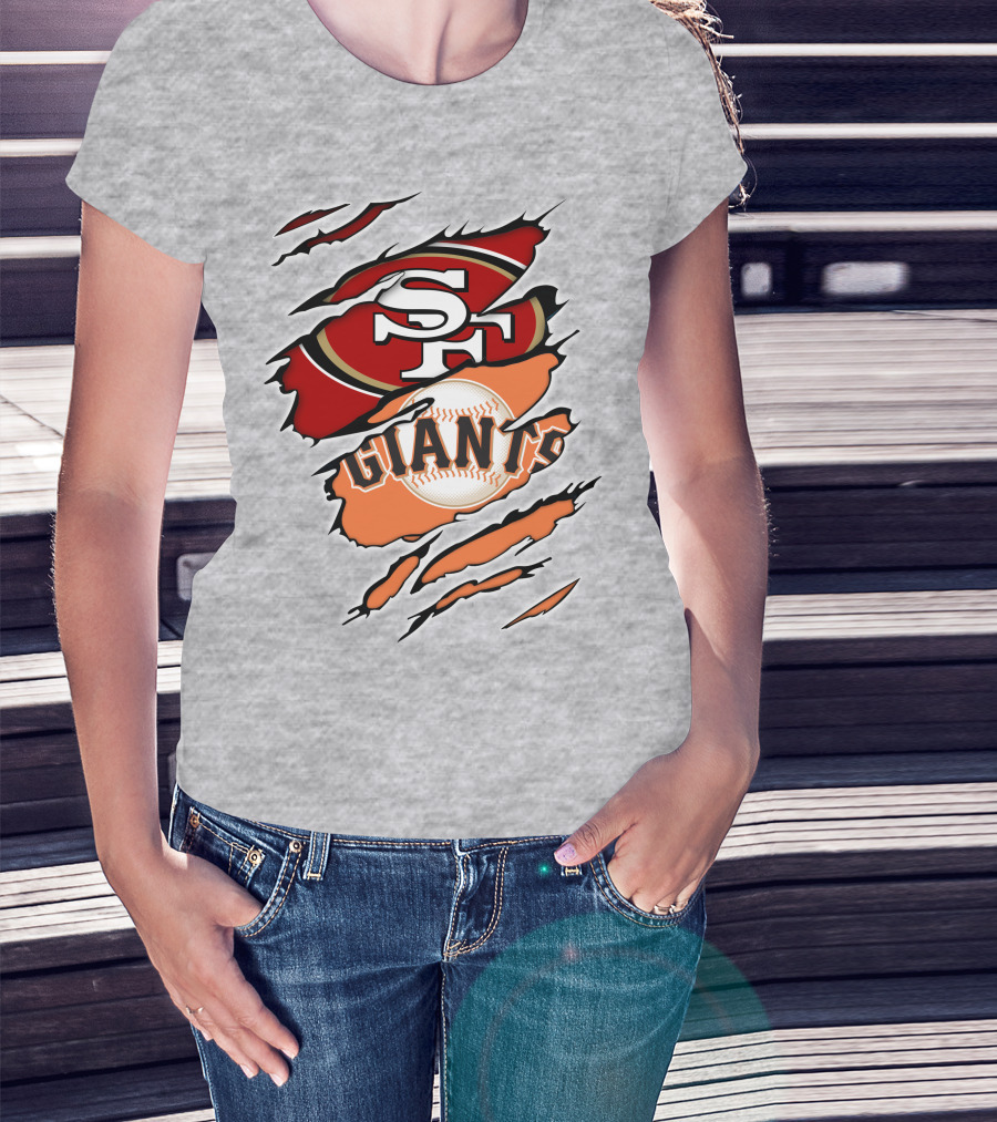 Giants Sf 49ers Baseball Football Combination T-Shirt
