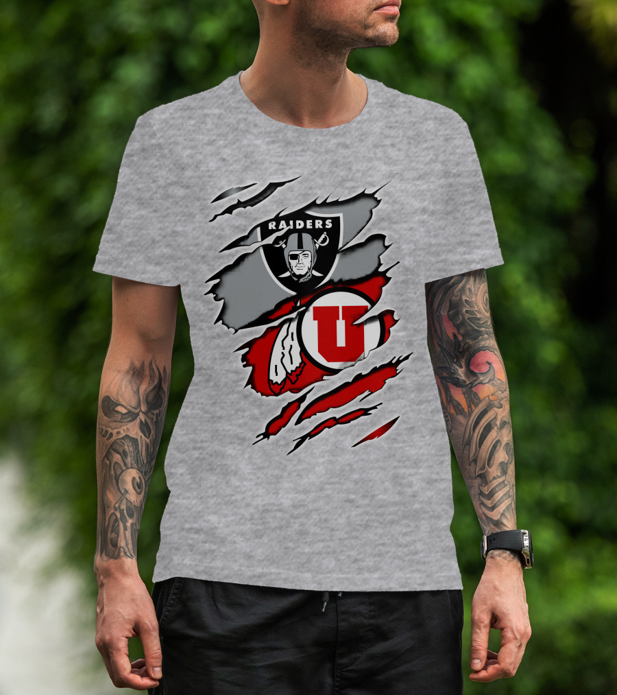 Raiders Utah Utes Collaborative Iconic Logos T-Shirt