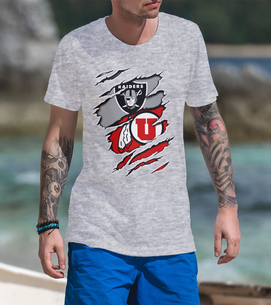 Raiders Utah Utes Collaborative Iconic Logos T-Shirt