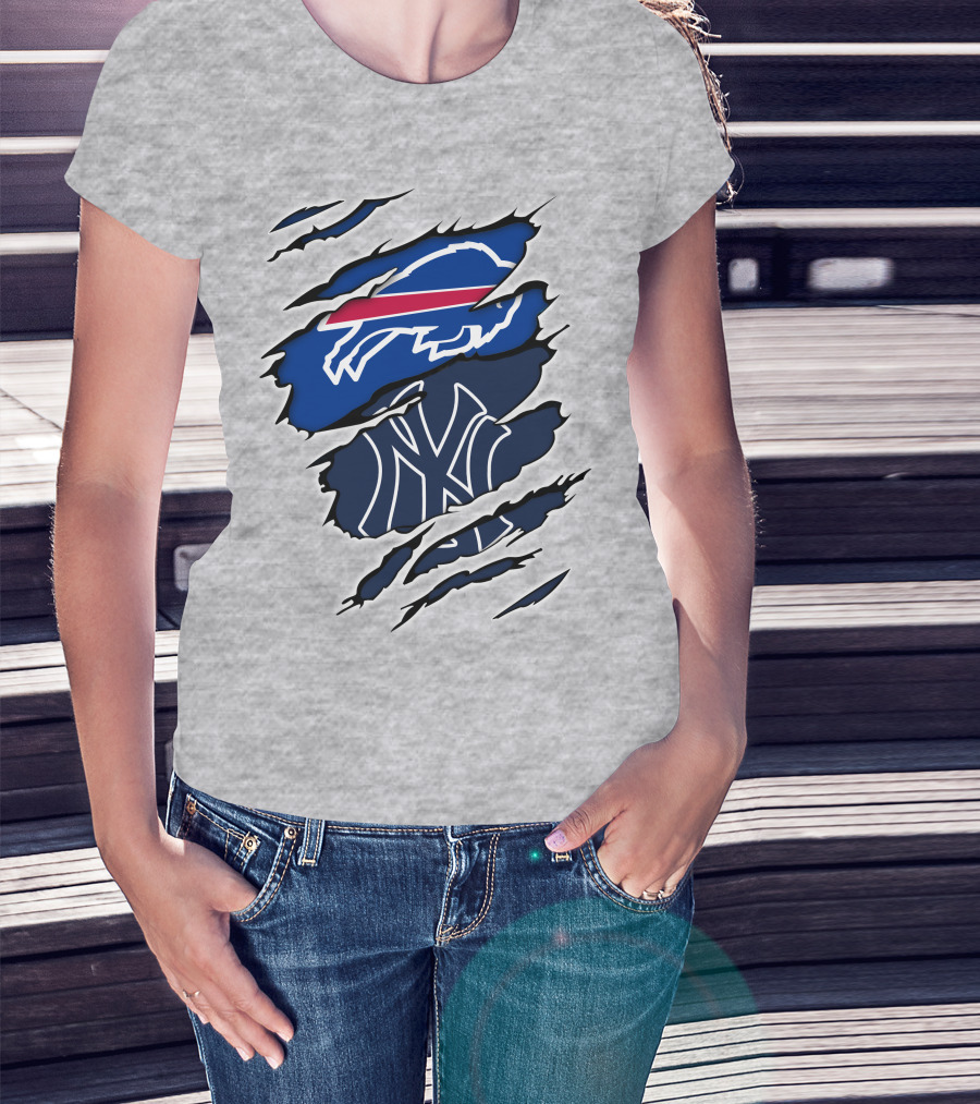 Buffalo Bills New York Yankees Ripped T-Shirt