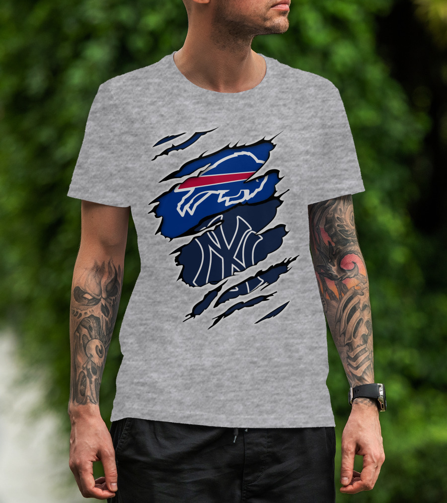 Buffalo Bills New York Yankees Ripped T-Shirt