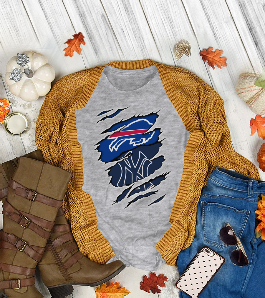 Buffalo Bills New York Yankees Ripped T-Shirt
