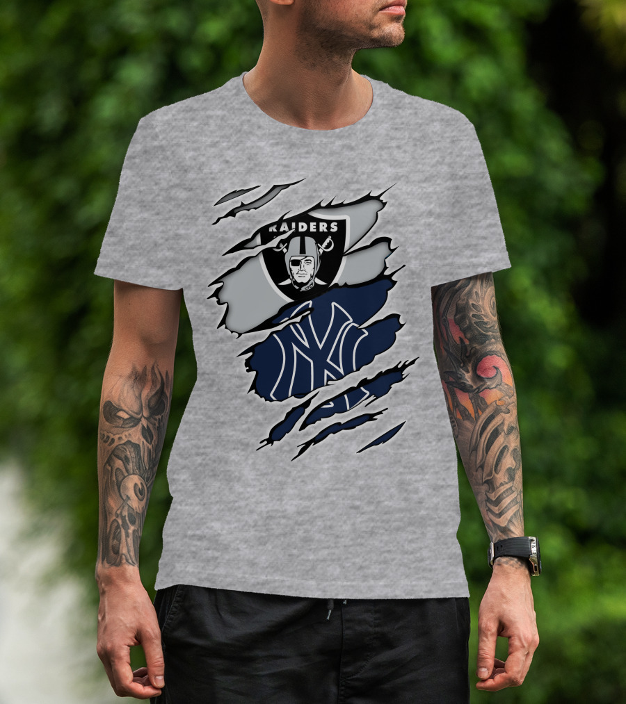 Raiders Yankees Collaboration Fan Support T-Shirt