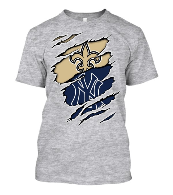 Fleur-De-Lis Saints And Yankees Ny Logo Mashup T-Shirt