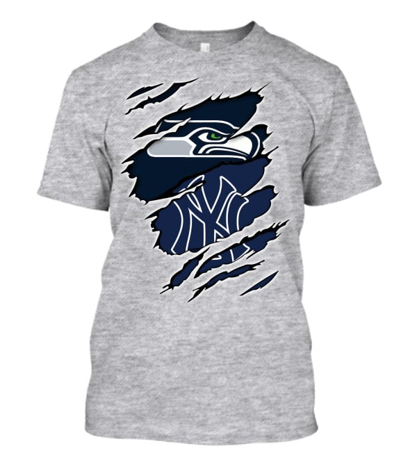 Seahawks Yankees Logo Crossover Claw Marks T-Shirt