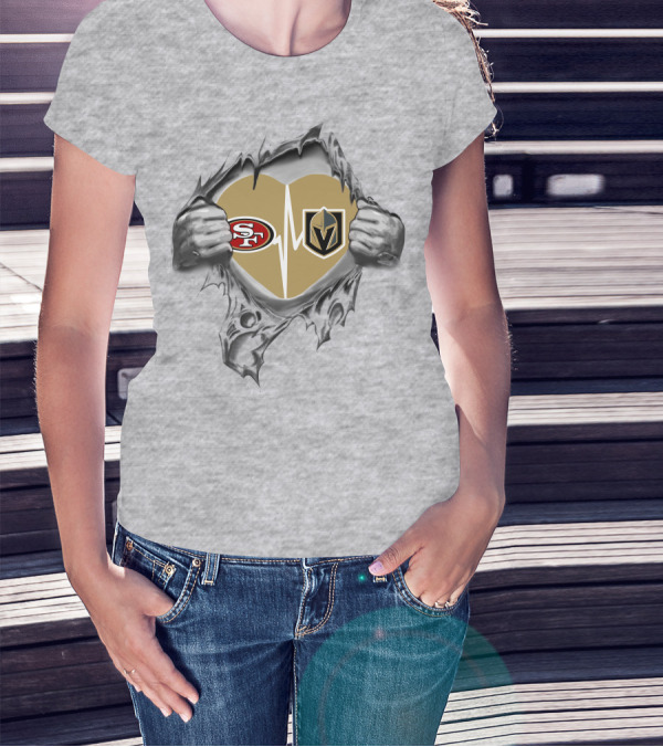 Golden Knights 49ers Heartbeat Passion Fan T-Shirt