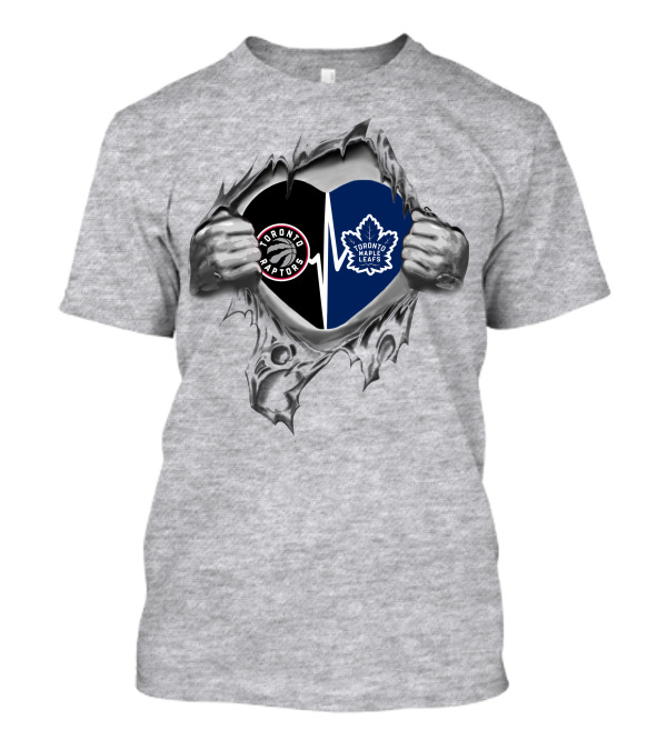 Toronto Raptors Maple Leafs Heart Torn T-Shirt