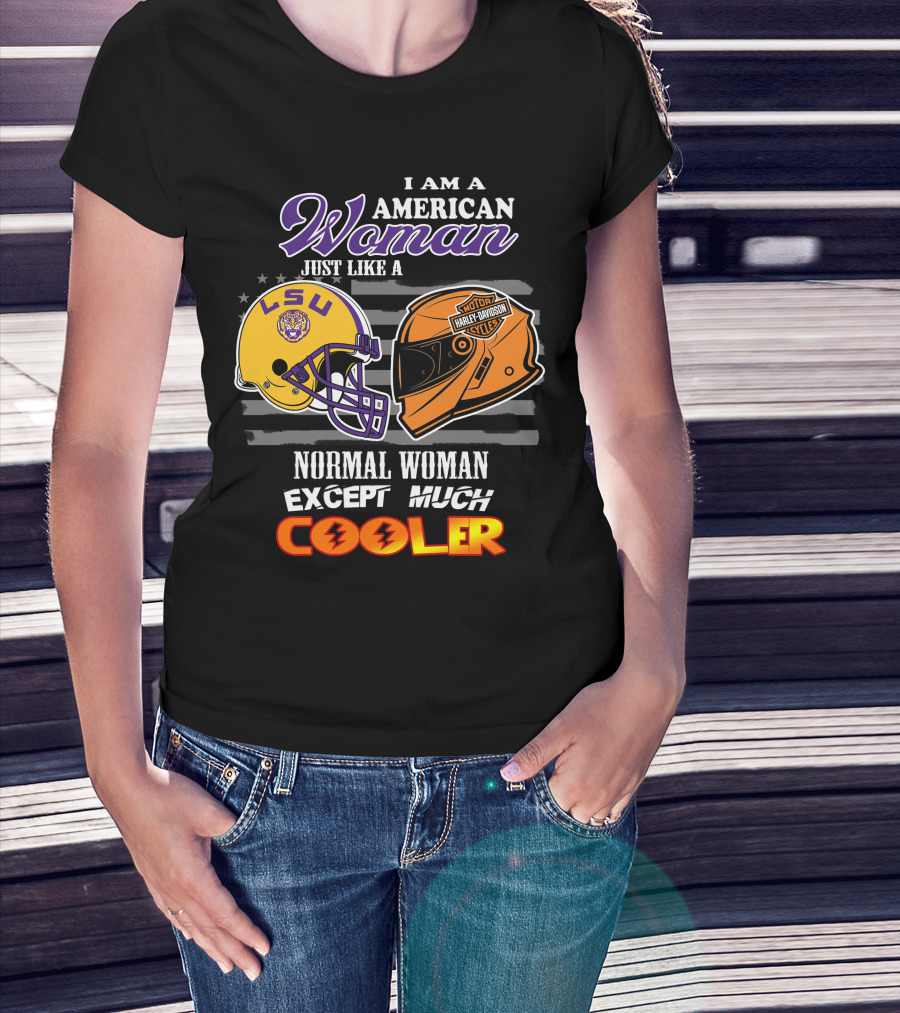 Lsu Tigers American Woman Harley Davidson Cooler Helmet T-Shirt