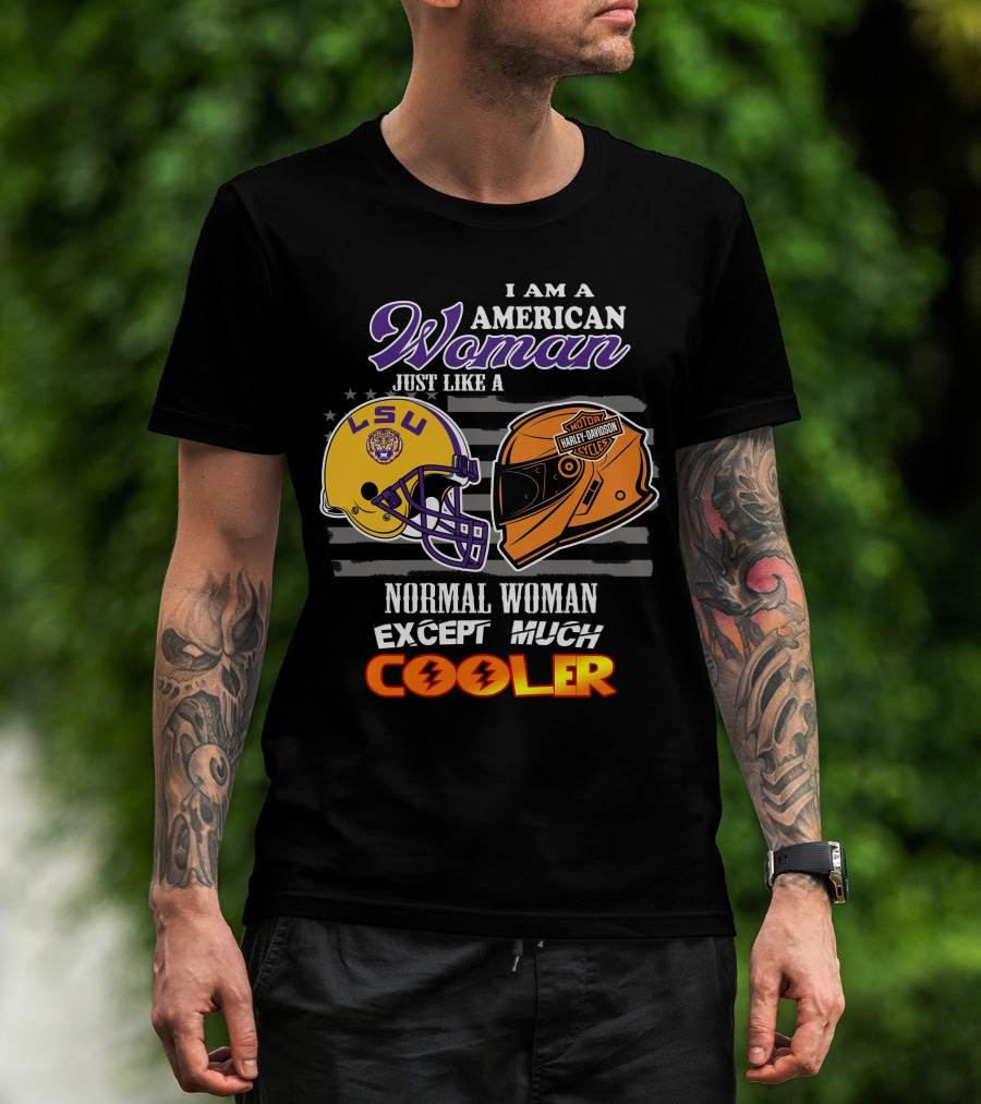 Lsu Tigers American Woman Harley Davidson Cooler Helmet T-Shirt