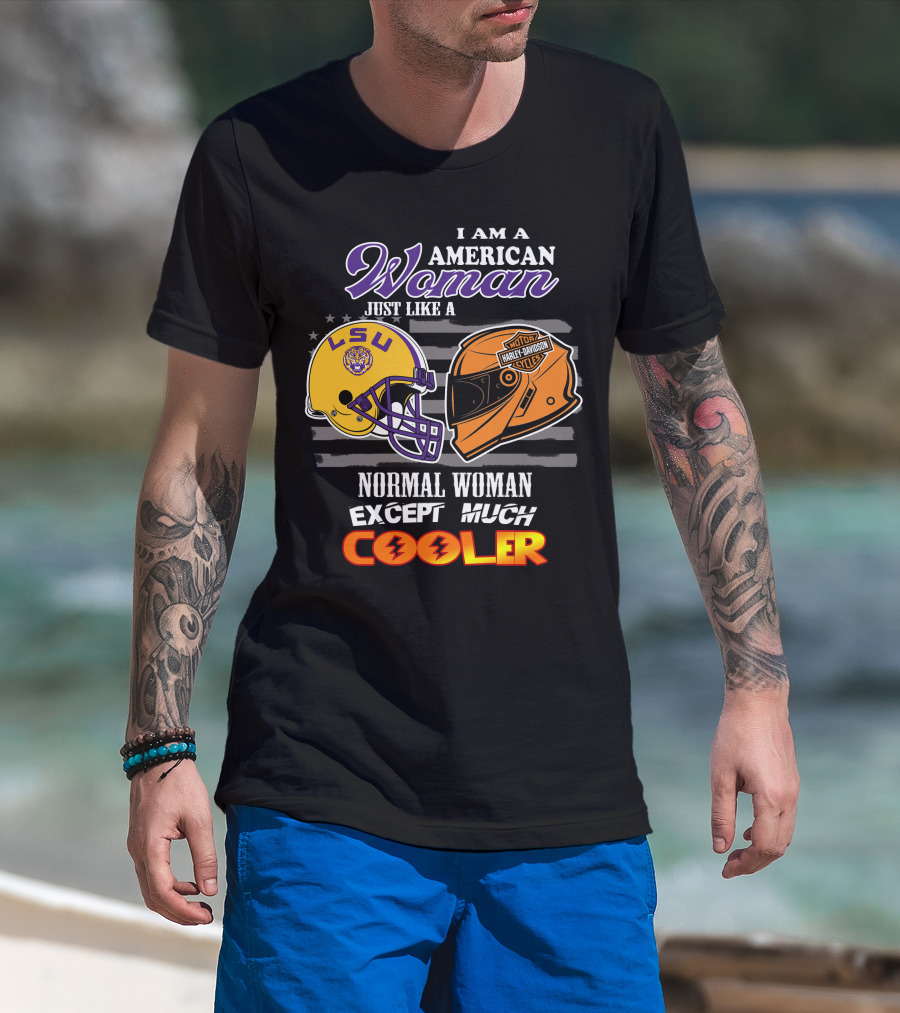 Lsu Tigers American Woman Harley Davidson Cooler Helmet T-Shirt