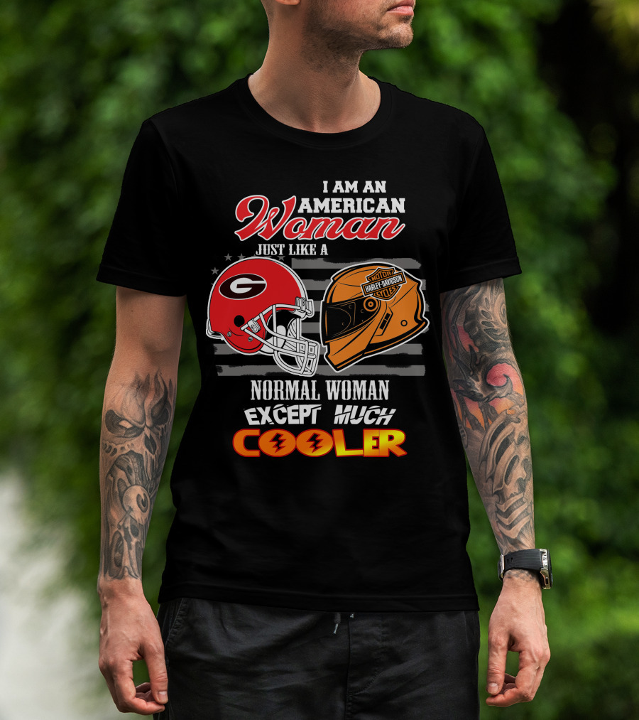 Georgia Bulldogs Harley Davidson American Woman Cooler Helmet T-Shirt