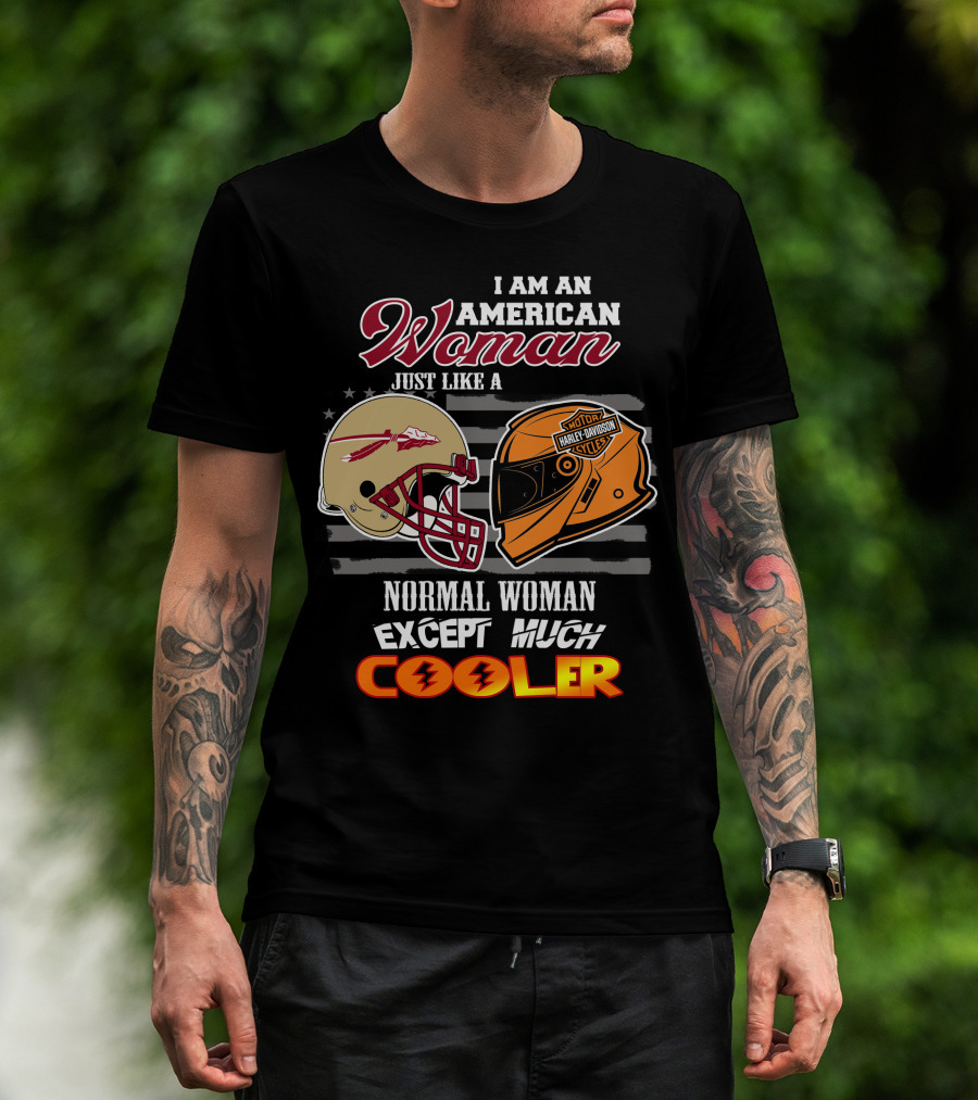 American Woman Harley Davidson Seminoles Helmet Cooler T-Shirt