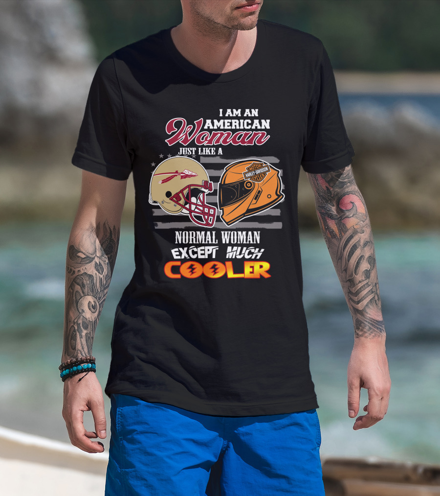 American Woman Harley Davidson Seminoles Helmet Cooler T-Shirt