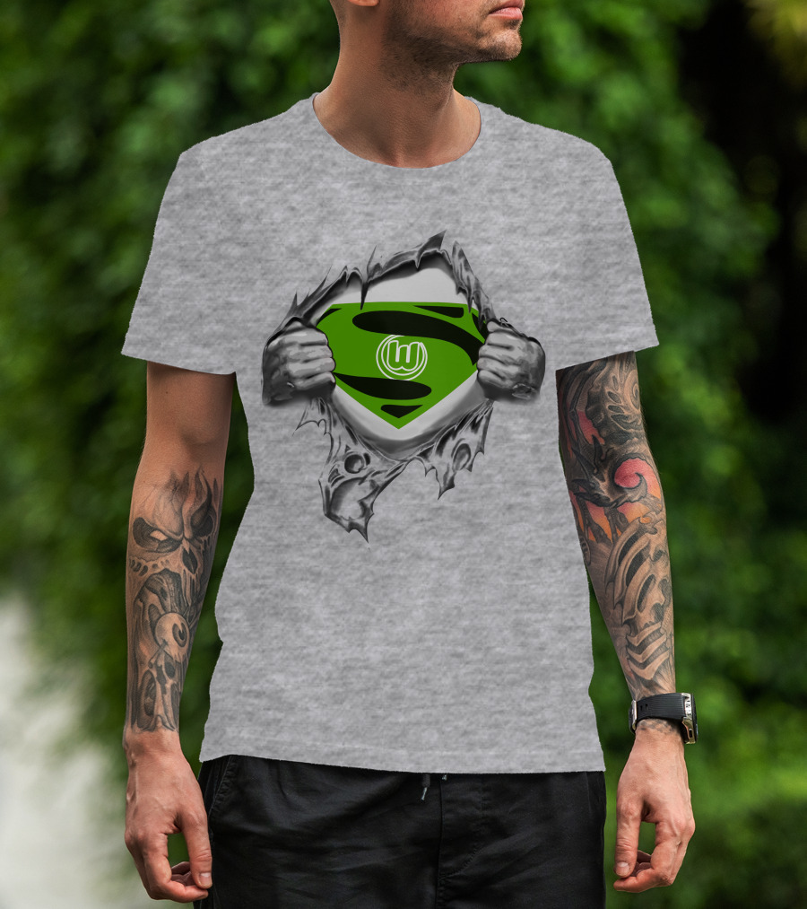 DFL VfL Wolfsburg Superman Shield Logo Rip T-Shirt