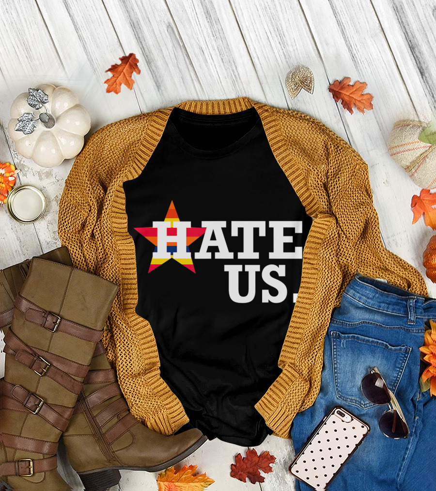 Hate Us Houston Baseball Star Logo Proud Fan T-Shirt