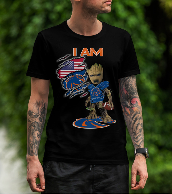 I Am Boise State Baby Groot American Football Fan T-Shirt