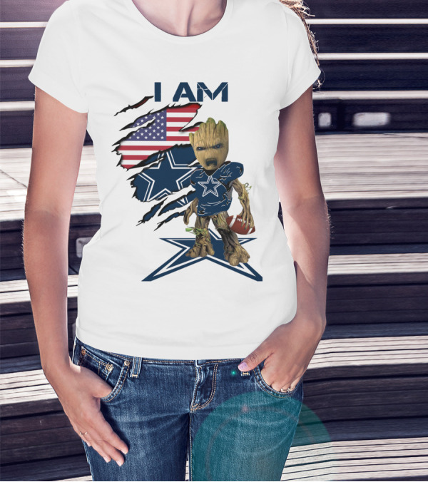 I Am Cowboys Baby Groot Star Football T-Shirt
