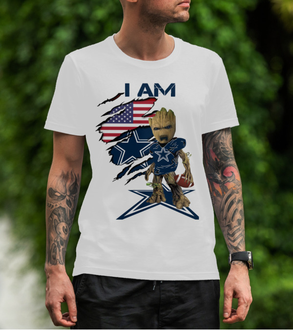 I Am Cowboys Baby Groot Star Football T-Shirt