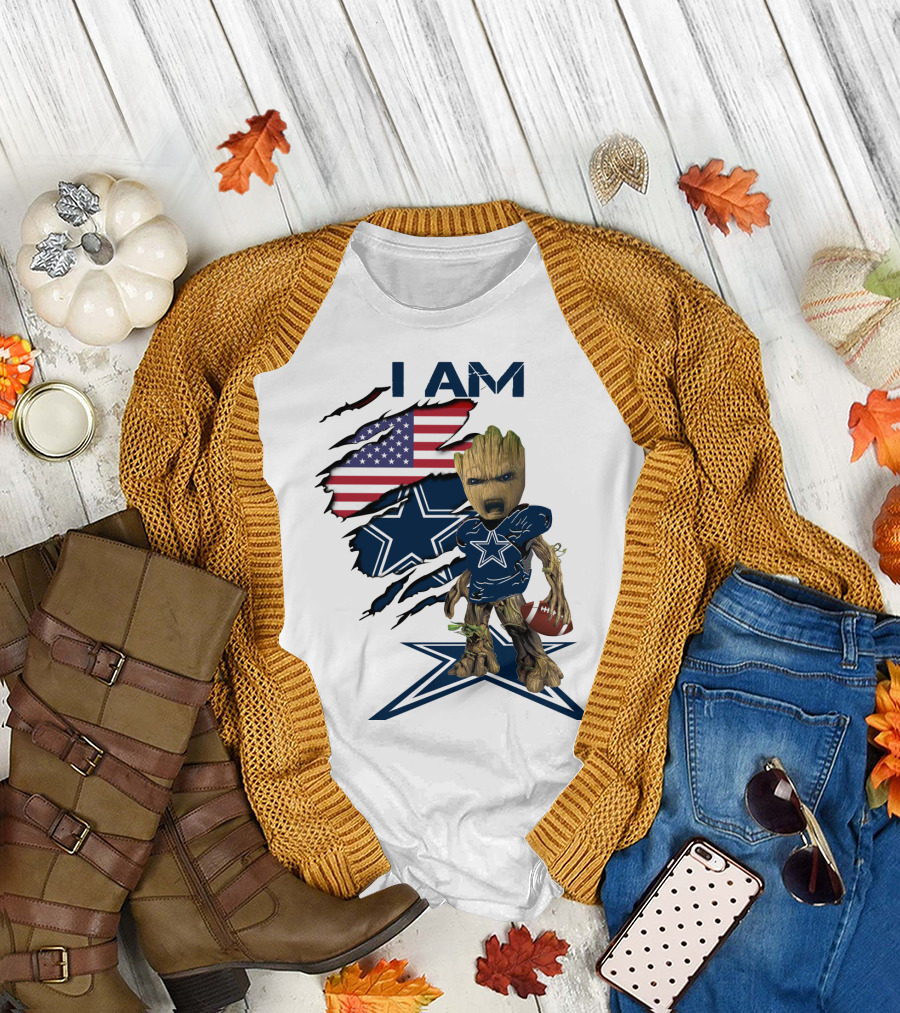 I Am Cowboys Baby Groot Star Football T-Shirt
