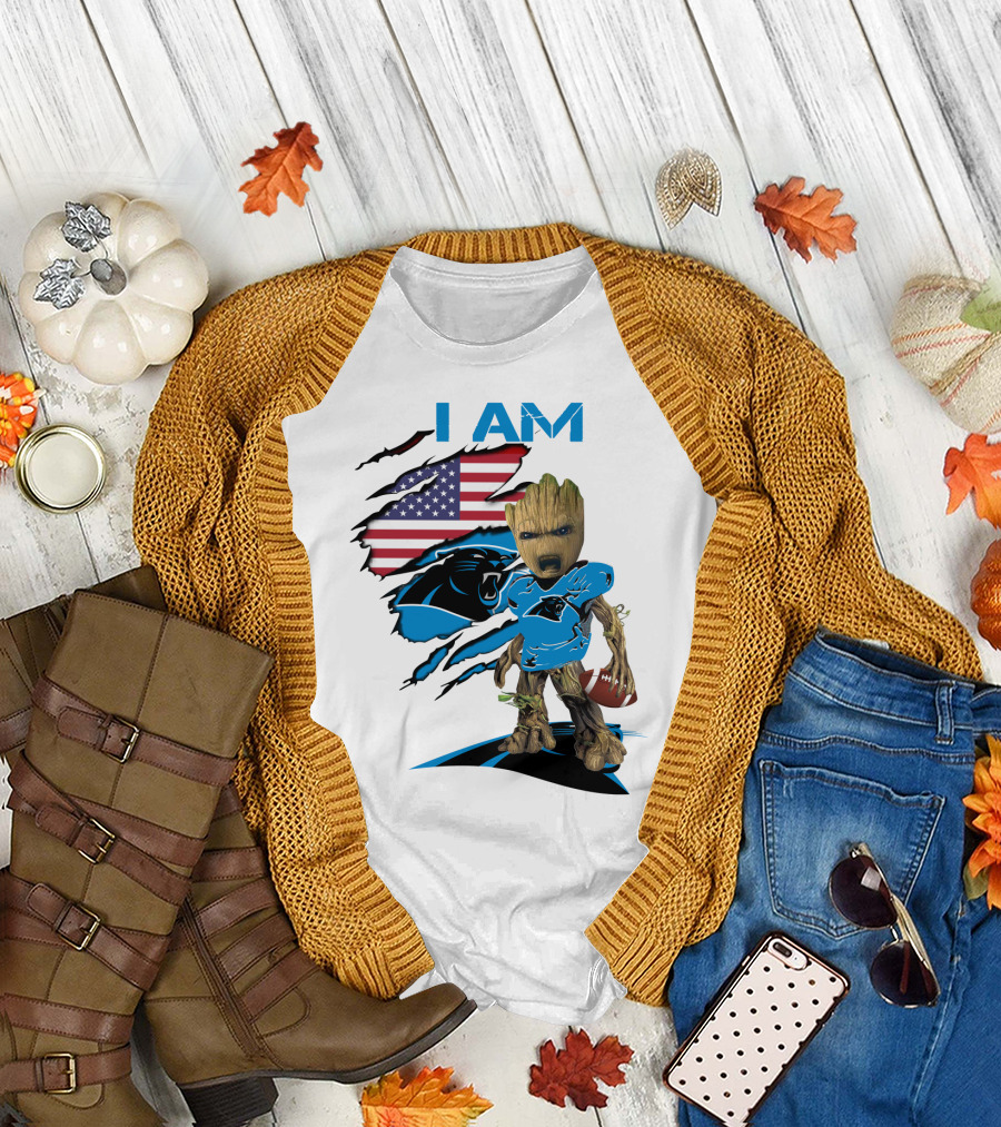 I AM Panthers Baby Groot Football Fan T-Shirt