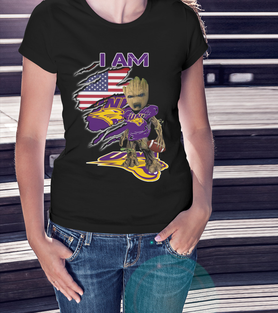 I Am Uni Baby Groot American Flag Football Panthers T-Shirt