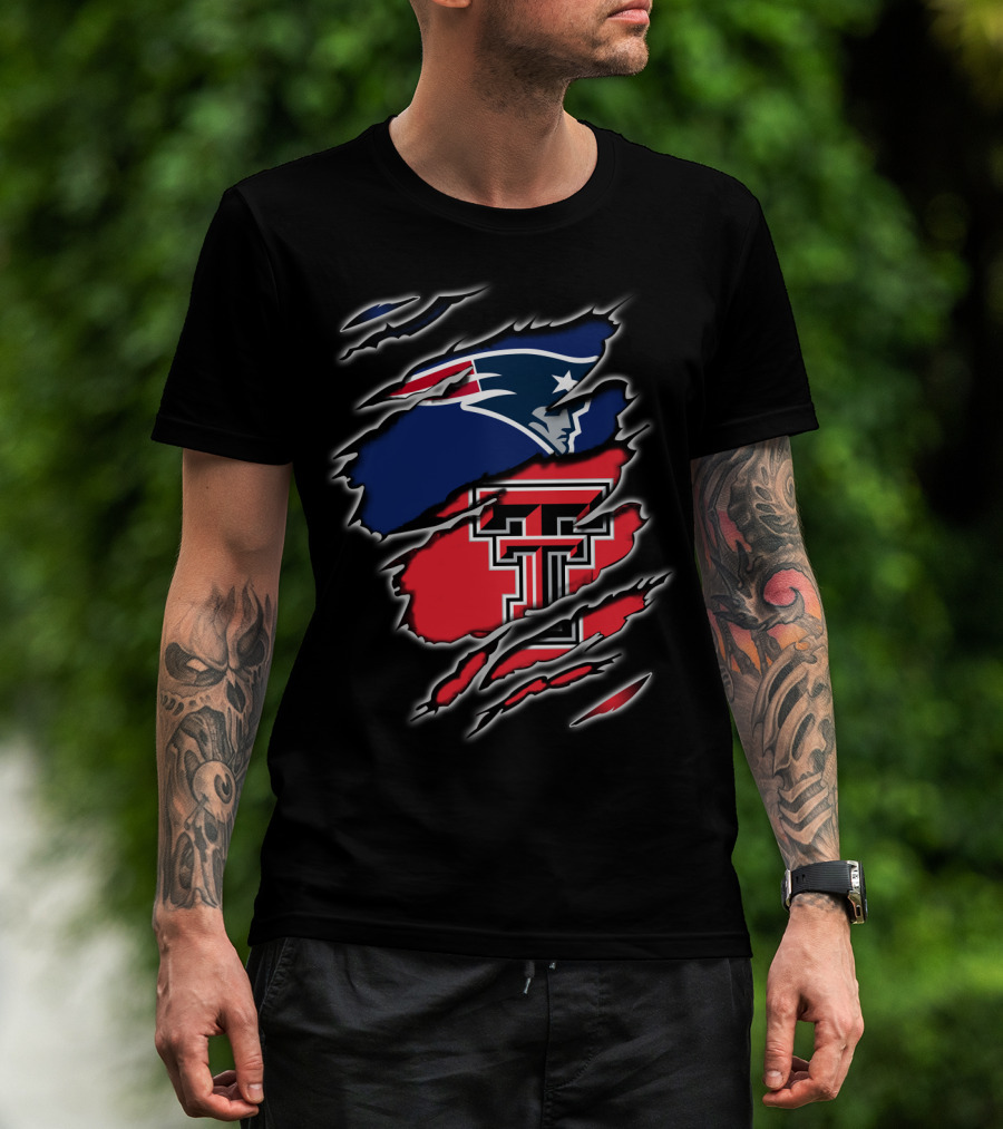 Patriots Texas Tech Raiders Football Rip Claw Marks T-Shirt