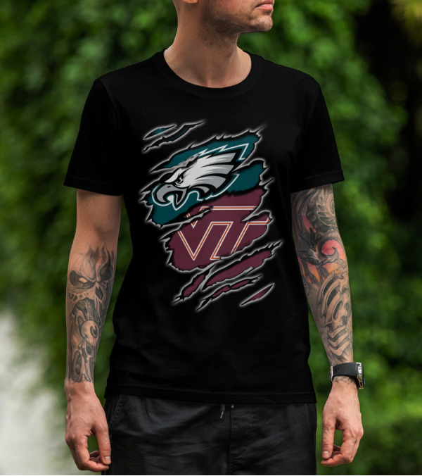Philadelphia Eagles Virginia Tech Hokies Crossover T-Shirt