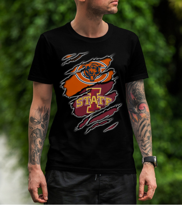 Chicago Bears Iowa State Cyclones Football Logo Split T-Shirt