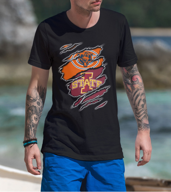 Chicago Bears Iowa State Cyclones Football Logo Split T-Shirt