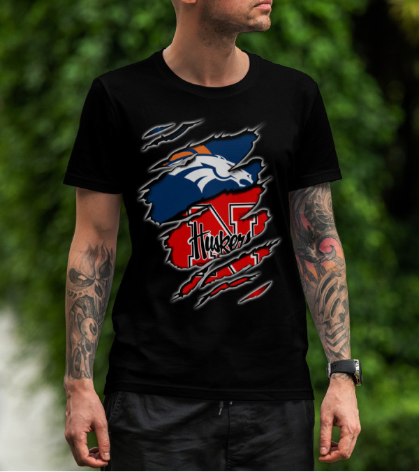 Broncos Huskers Logo Fusion T-Shirt