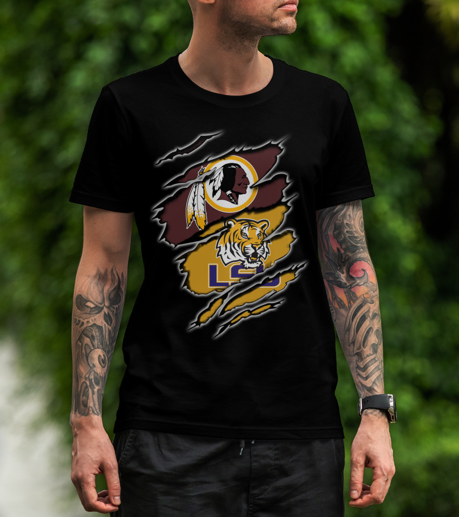 Lsu Tiger Claw With Redskins T-Shirt