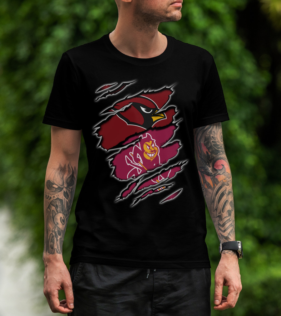Arizona Cardinals ASU Sun Devils Torn Claw Marks T-Shirt