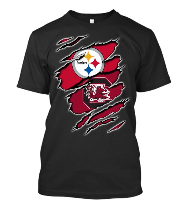 Steelers South Carolina Gamecocks Claw Marks Logo Fusion T-Shirt