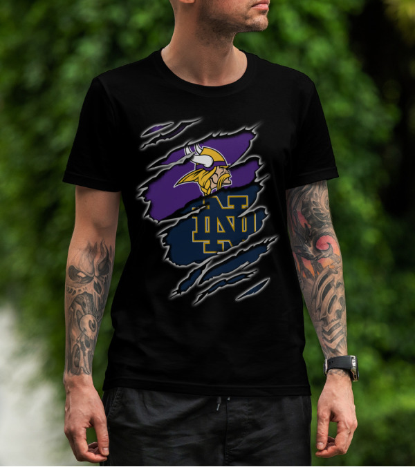 Vikings Notre Dame Logo Fusion T-Shirt