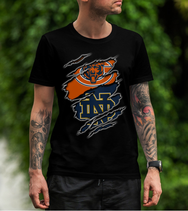 Chicago Bears Notre Dame Fighting Irish Claw Marks T-Shirt