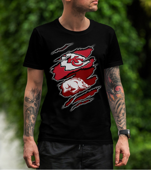 Kansas City Chiefs Arkansas Razorbacks Football Crossover T-Shirt